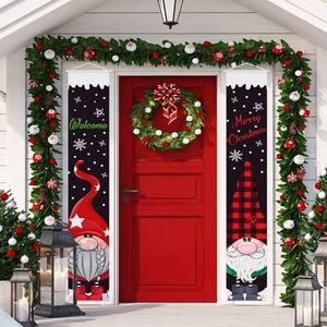 2Pc Gnome Hanging Welcome Merry Christmas Porch Banner